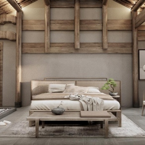 新中式民宿客房3D模型下载